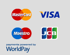 Mastercard, Visa, Maestro, JCB - Payments powered by WorldPay